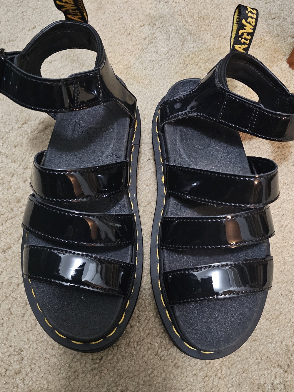 Dr. Martens Classic Patent Black Strappy Sandals - Picture 2 of 8